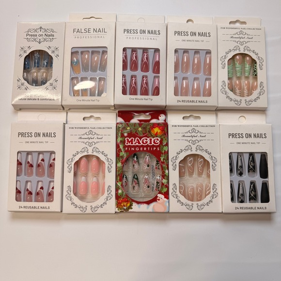 Other - Lot of 10 Pack of 24 New False Press On Nails Assorted Designs and Colors №N8